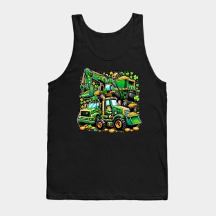 St Patricks Day Construction Trucks Funny Boys Kids Toddler Tank Top